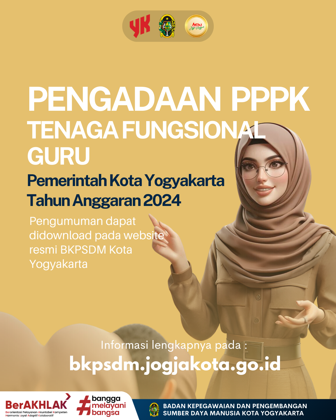 PENGUMUMAN SELEKSI PENGADAAN PPPK TENAGA FUNGSIONAL GURU DI LINGKUNGAN PEMERINTAH KOTA YOGYAKARTA FORMASI TAHUN ANGGARAN 2024